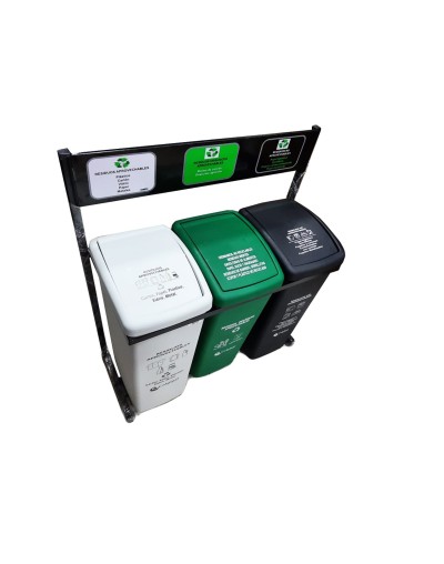 Punto ecológico de 55 litros tres puestos caneca vaivén