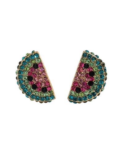 Aretes sandia con incrustaciones suizas