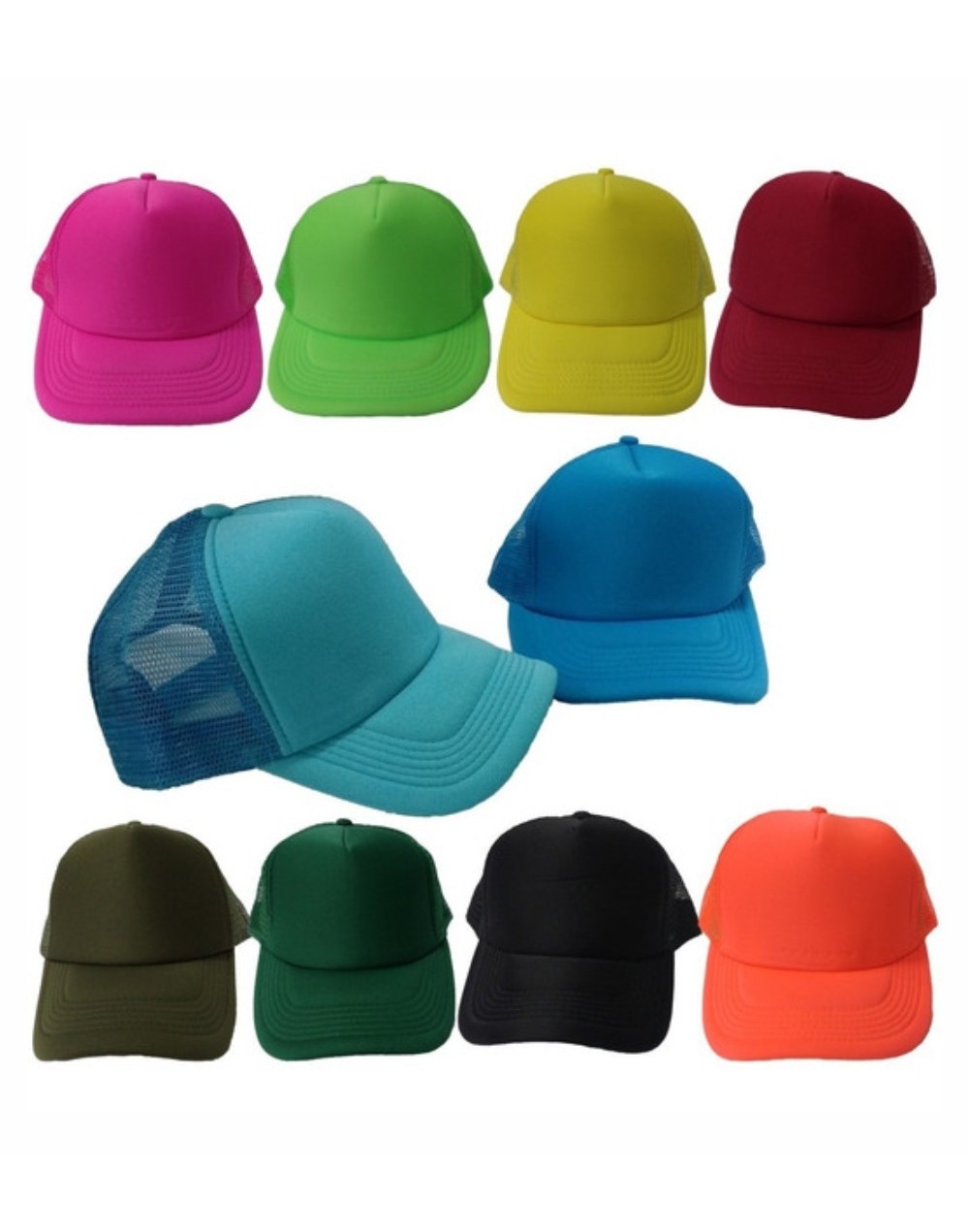 GORRA DE   MALLA O SEIS CASCOS PUBLICITARIA UNICOLOR BORDADA