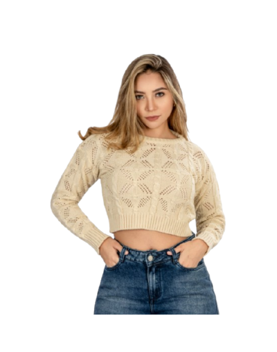 Suéter Tipo Crochet Talla Única. Color Beige