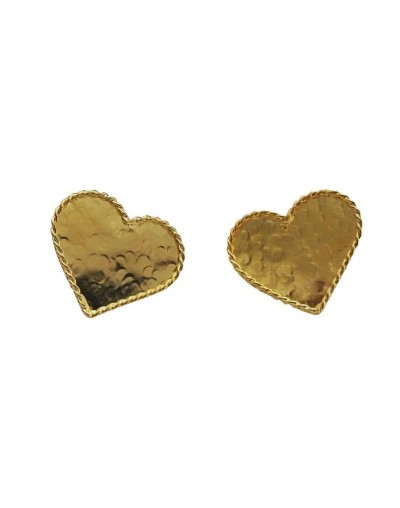 Aretes:  Corazones de Cincel.