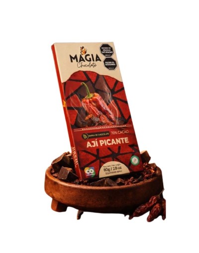 Chocolatina semi amarga al 70% cacao con picante