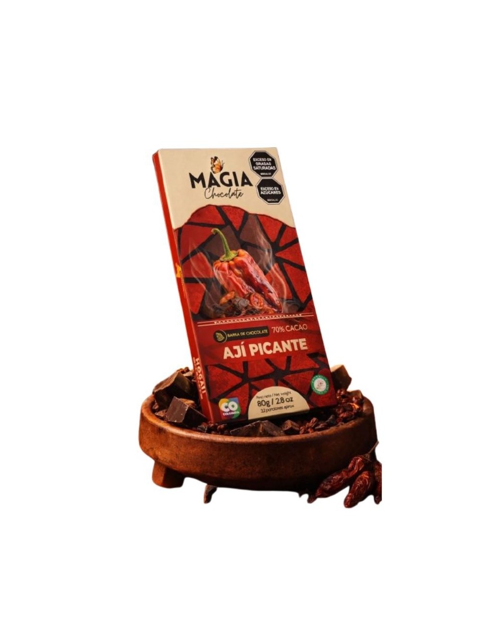 Chocolatina semi amarga al 70% cacao con picante