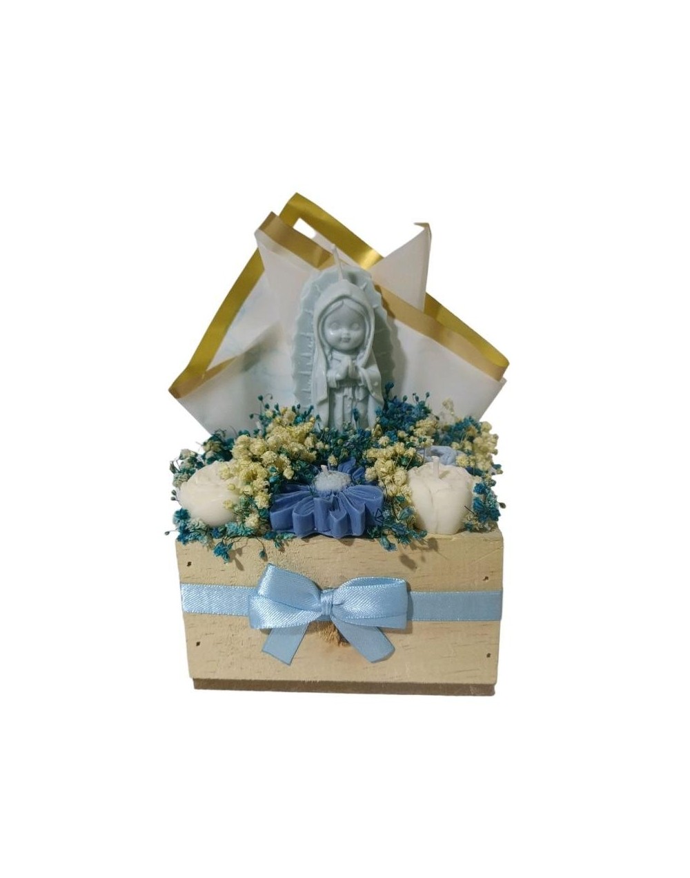 Bouquet Velas Guadalupe Caja Madera