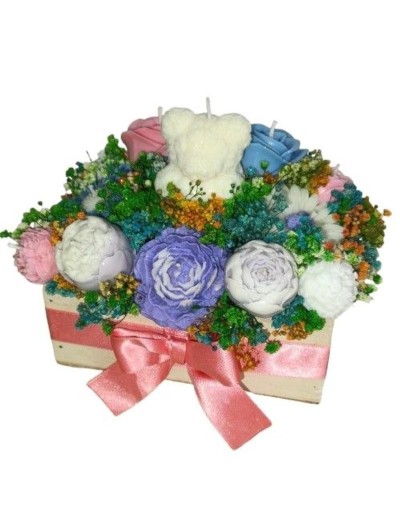 BOUQUET DE VELAS CAJA DE MADERAS