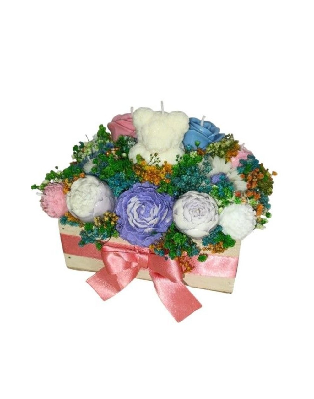 BOUQUET DE VELAS CAJA DE MADERAS