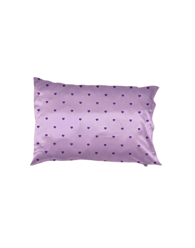 Funda para almohada en satín amor lila