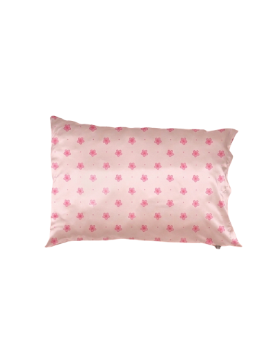 Funda para almohada en satín rosa bloom