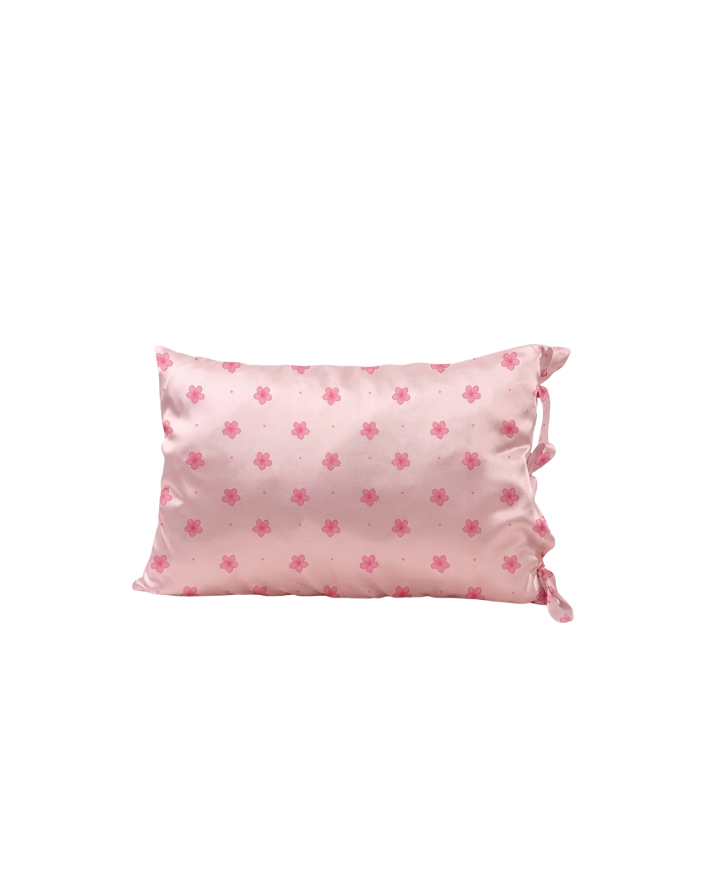 Funda lazos para almohada en satín rosa bloom