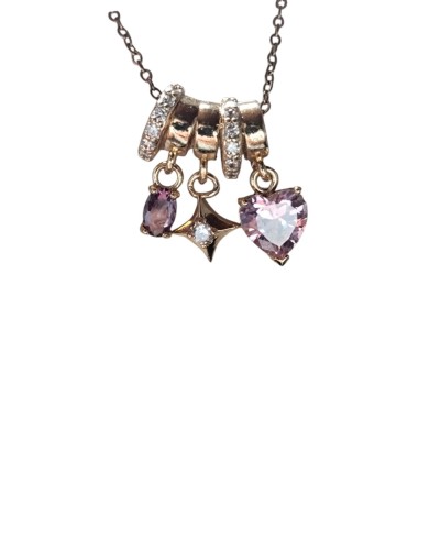 Collar con dijes de corazon