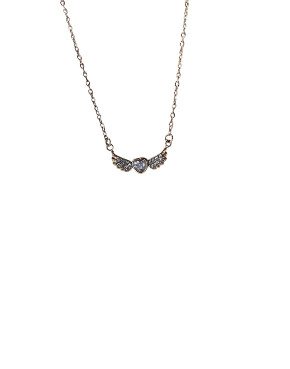 Collar con dijes de corazon con alas 