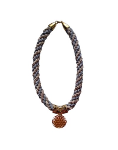 Collar Kumihimo 60.2 Cm Dorado Y Plateado 