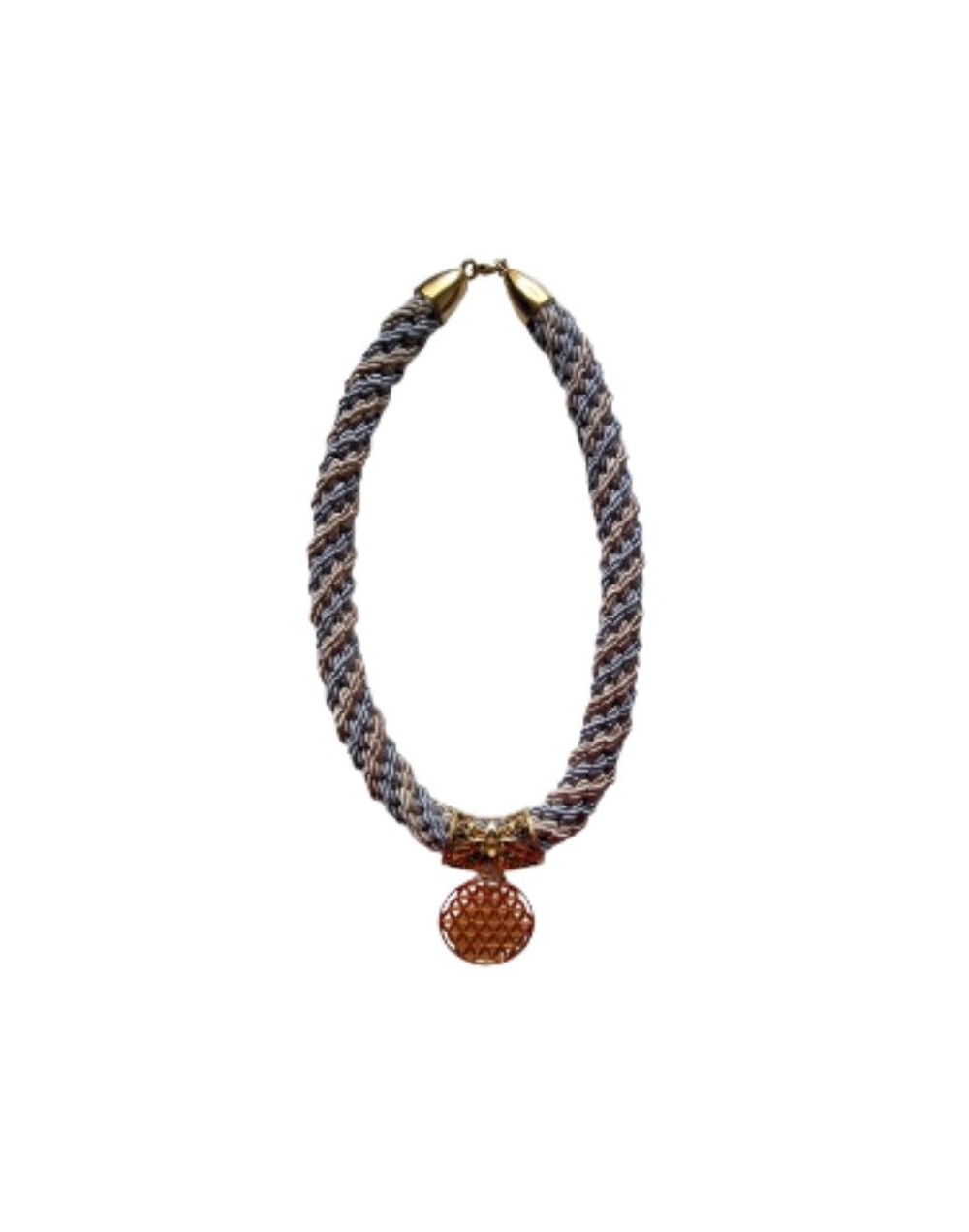 Collar Kumihimo 60.2 Cm Dorado Y Plateado 