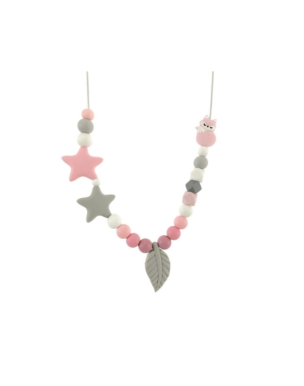 Collar de Lactancia Silicona Pluma y Zorro Rosa | Mami Mauss