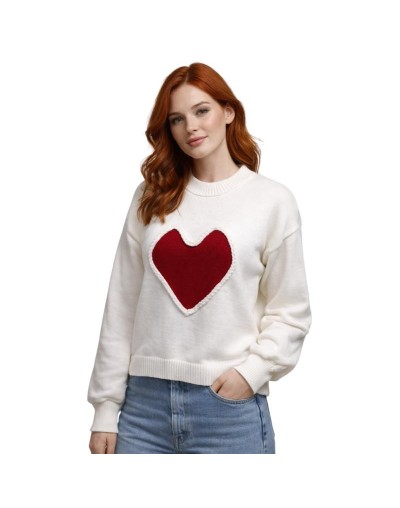 Buzo Corazón Bordado Mujer | Suéter Tejido en Algodón | Tejidos Alcor