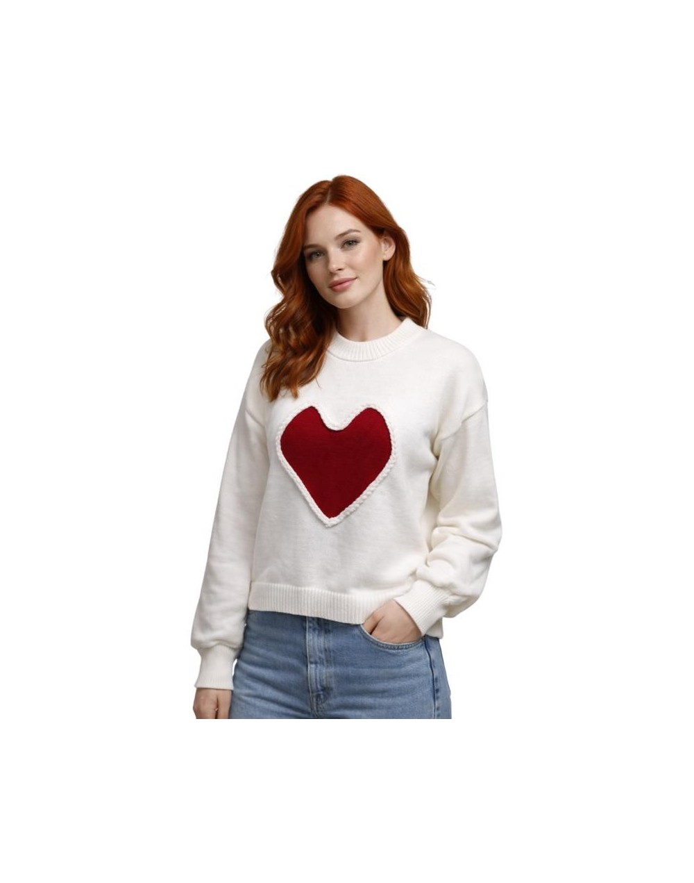 Buzo Corazón Bordado Mujer | Suéter Tejido en Algodón | Tejidos Alcor