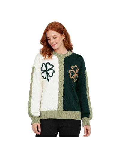 Buzo Clover Duo Tejido Mujer | Suéter Bicolor en Algodón | Tejidos Alcor