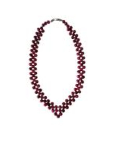 Collar Ojo De Tigre Fucsia En V Pulido 41 Cm