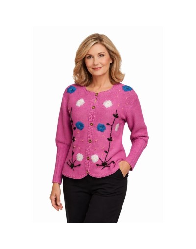 Bloom Cardigan Tejido Mujer | Suéter Floral Artesanal en Algodón | Tejidos Alcor