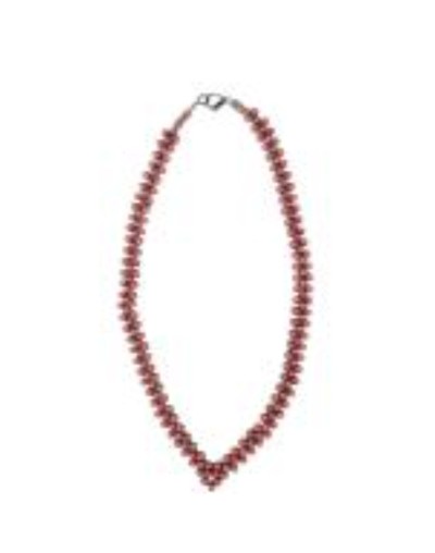 Collar De Perlas Sintéticas Salmón Brillante en V