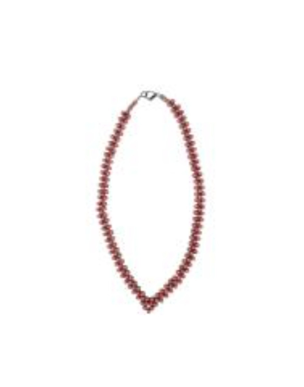 Collar De Perlas Sintéticas Salmón Brillante en V