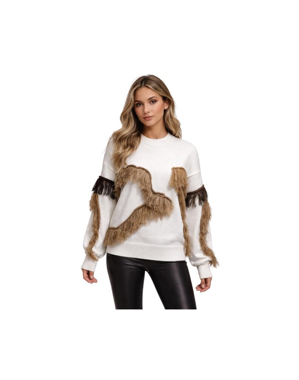 Jersey con Flecos Tejido Mujer | Suéter Artesanal en Algodón | Tejidos Alcor