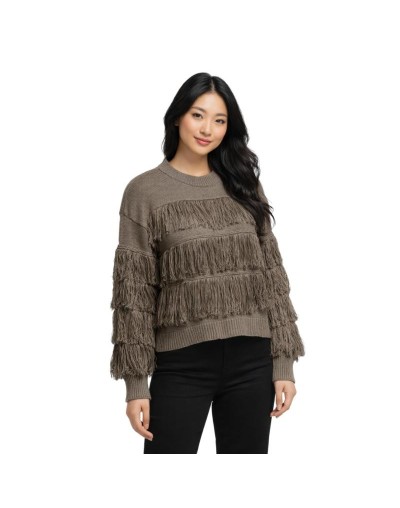 Buzo Tejido con Flecos Mujer | Suéter Artesanal en Algodón | Tejidos Alcor