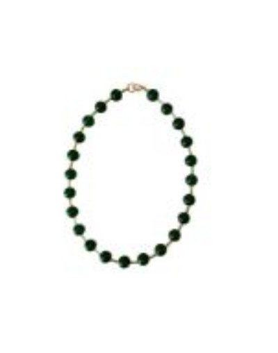 Collar De Jade Verde Oscuro Con Canutillos dorados