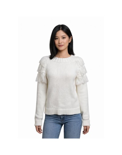 Buzo Tejido con Flecos Mujer | Suéter Artesanal en Algodón | Tejidos Alcor