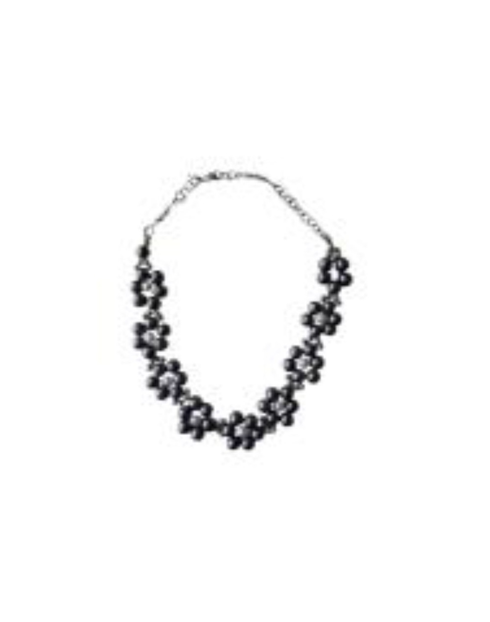 Collar De Perlas Sintéticas Gris Y Blanco 41 Cm