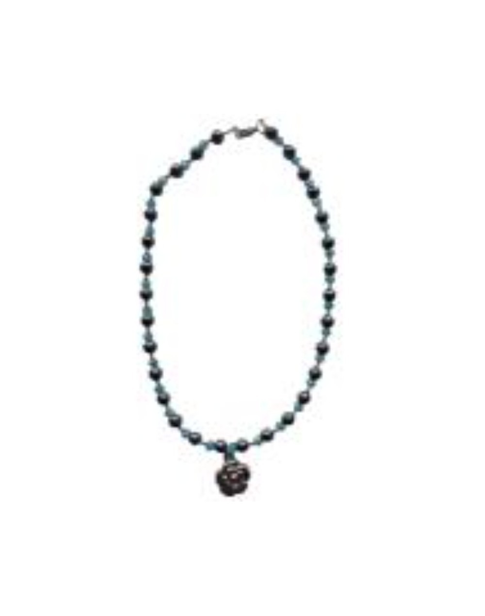 Collar De Acerina Gris Brillante y muranos azules 