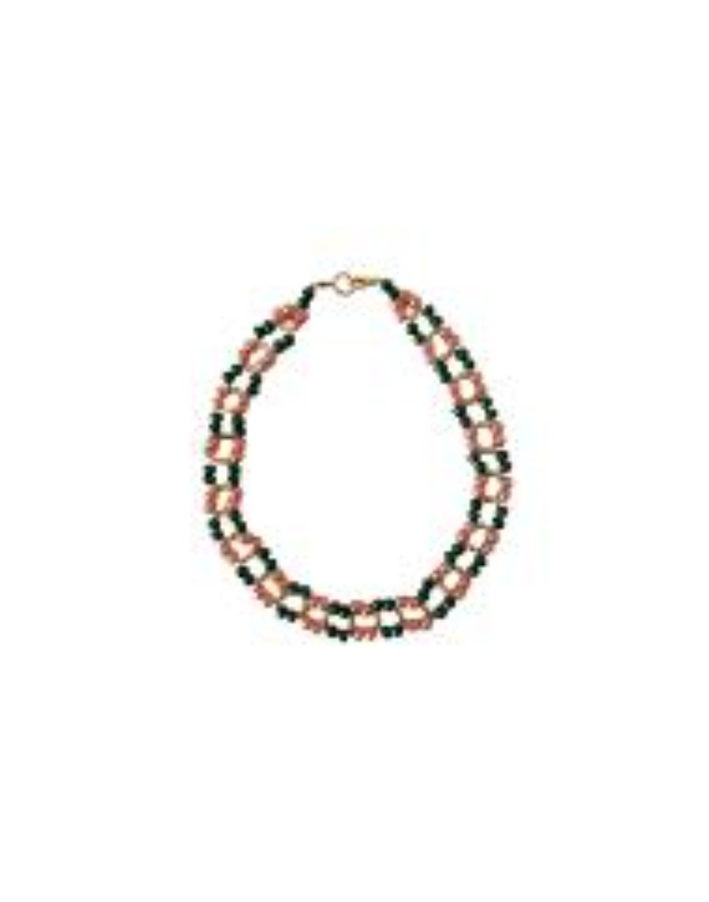Collar Choker Perlas Sintéticas Verde Y Salmón 29 Cm