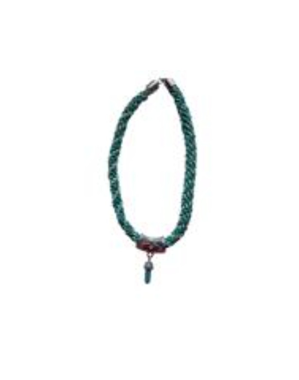 Collar Kumihimo En Cuerina Tejido Con Dije Metal y Turquesa 59.2 Cm