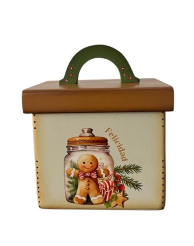 Caja para galletas navideña de madera