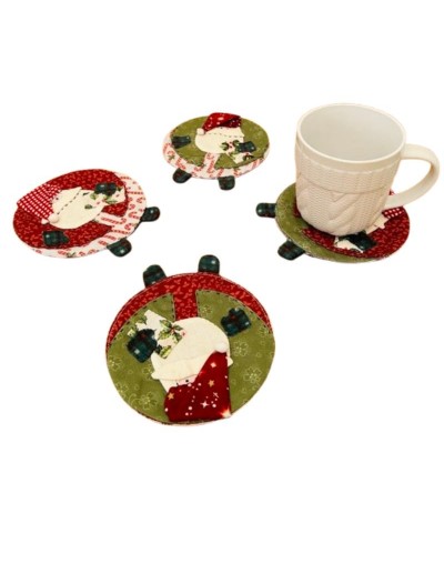 Juego de 4 posavasos Navideños en Tela 