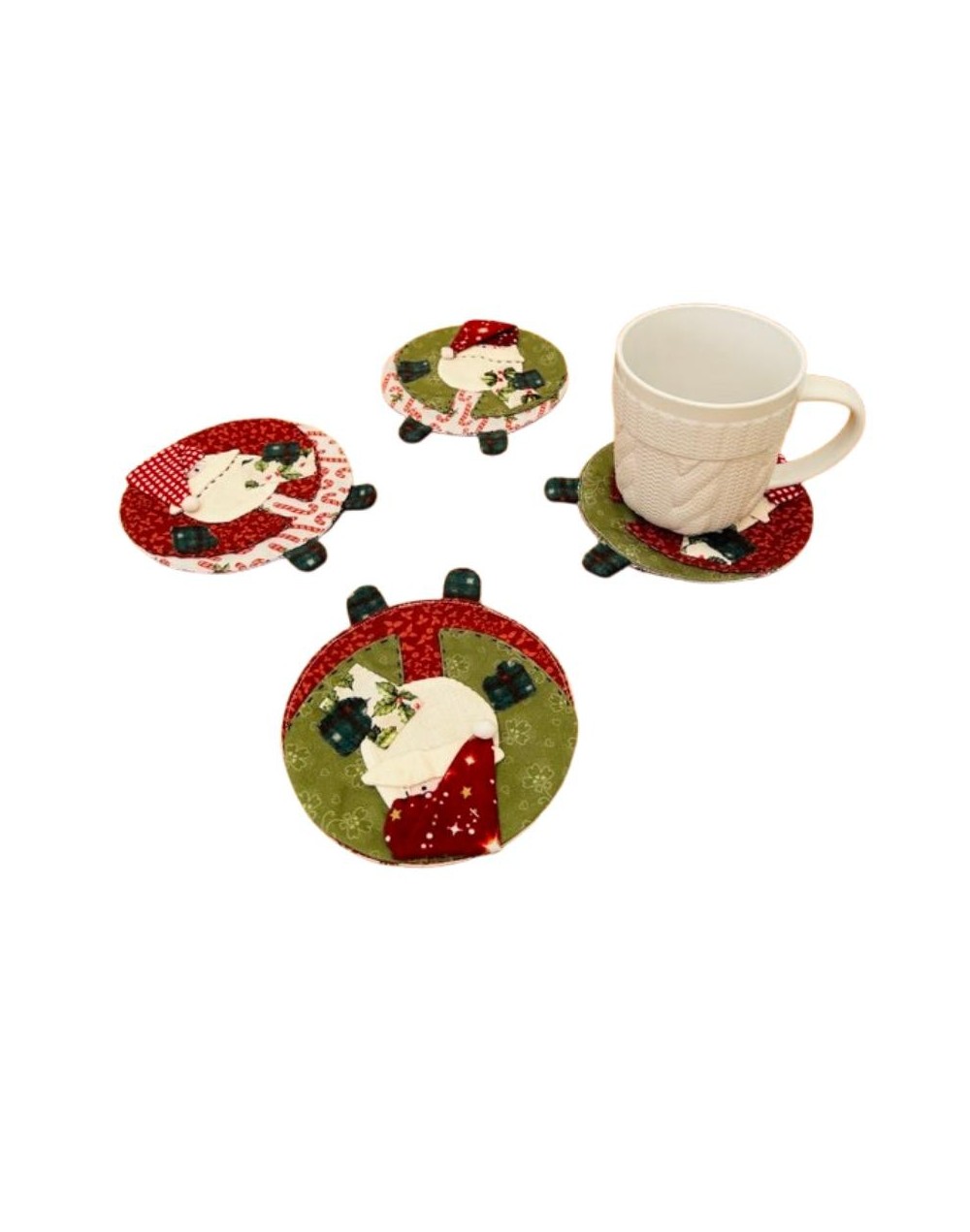 Juego de 4 posavasos Navideños en Tela 