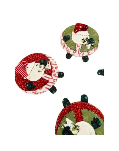 Juego de 4 posavasos Navideños en Tela 