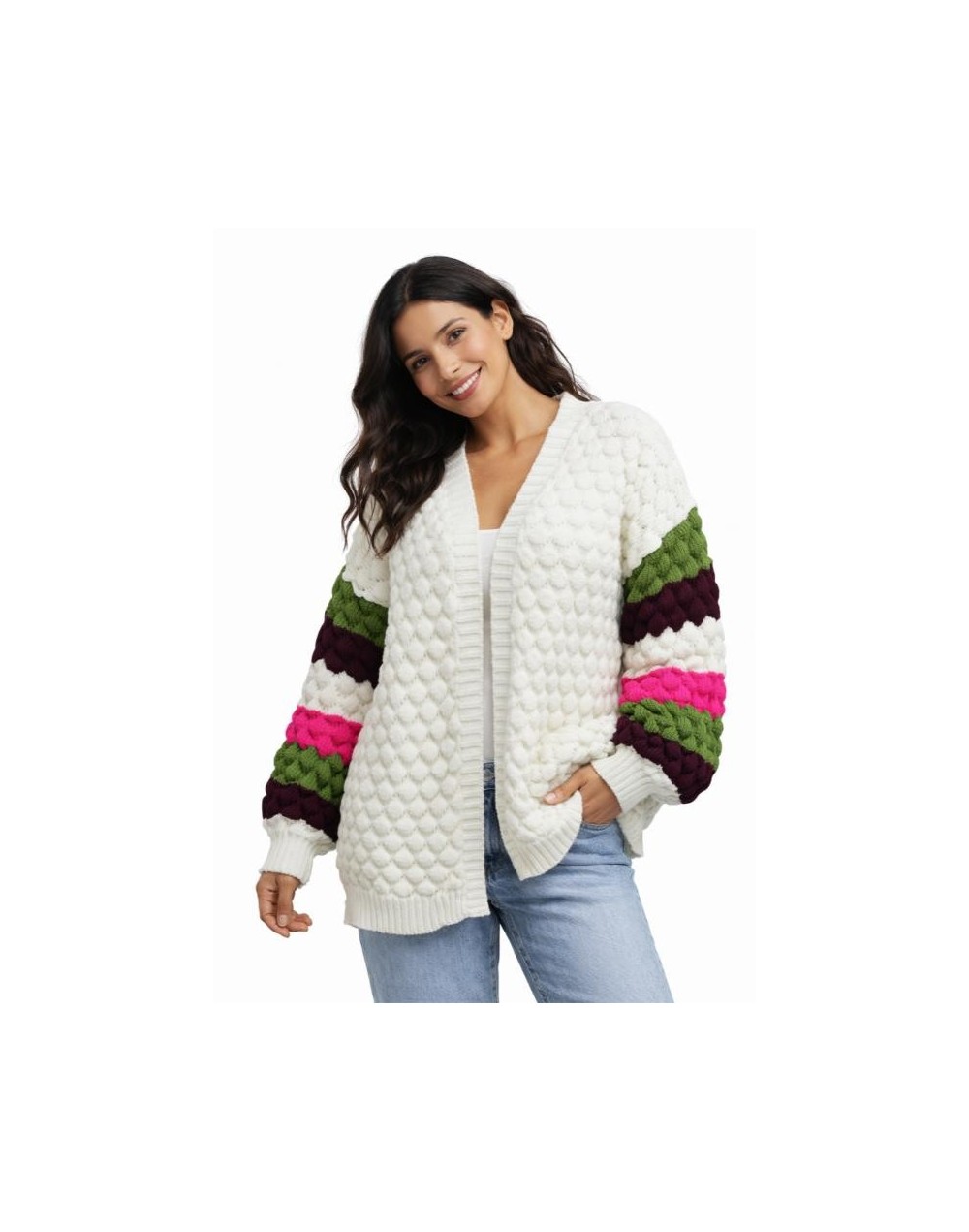 Cárdigan Burbuja Multicolor Tejido Mujer | Suéter Artesanal | Tejidos Alcor