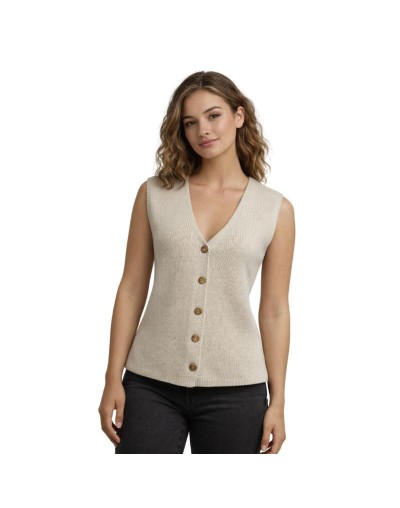 Chaleco Acanalado Tejido Mujer | Chaleco en Algodón Artesanal | Tejidos Alcor