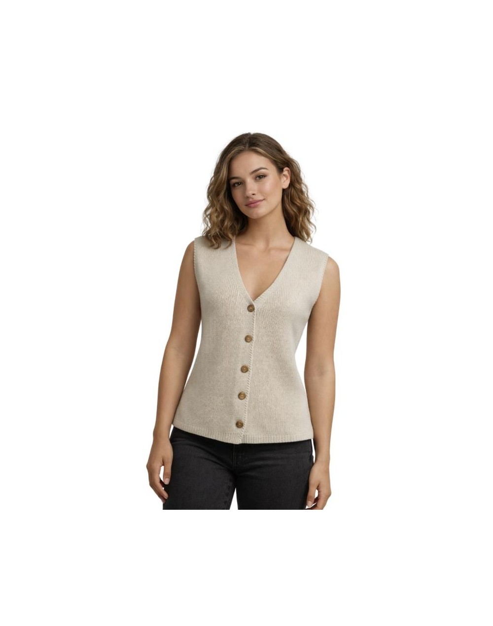 Chaleco Acanalado Tejido Mujer | Chaleco en Algodón Artesanal | Tejidos Alcor