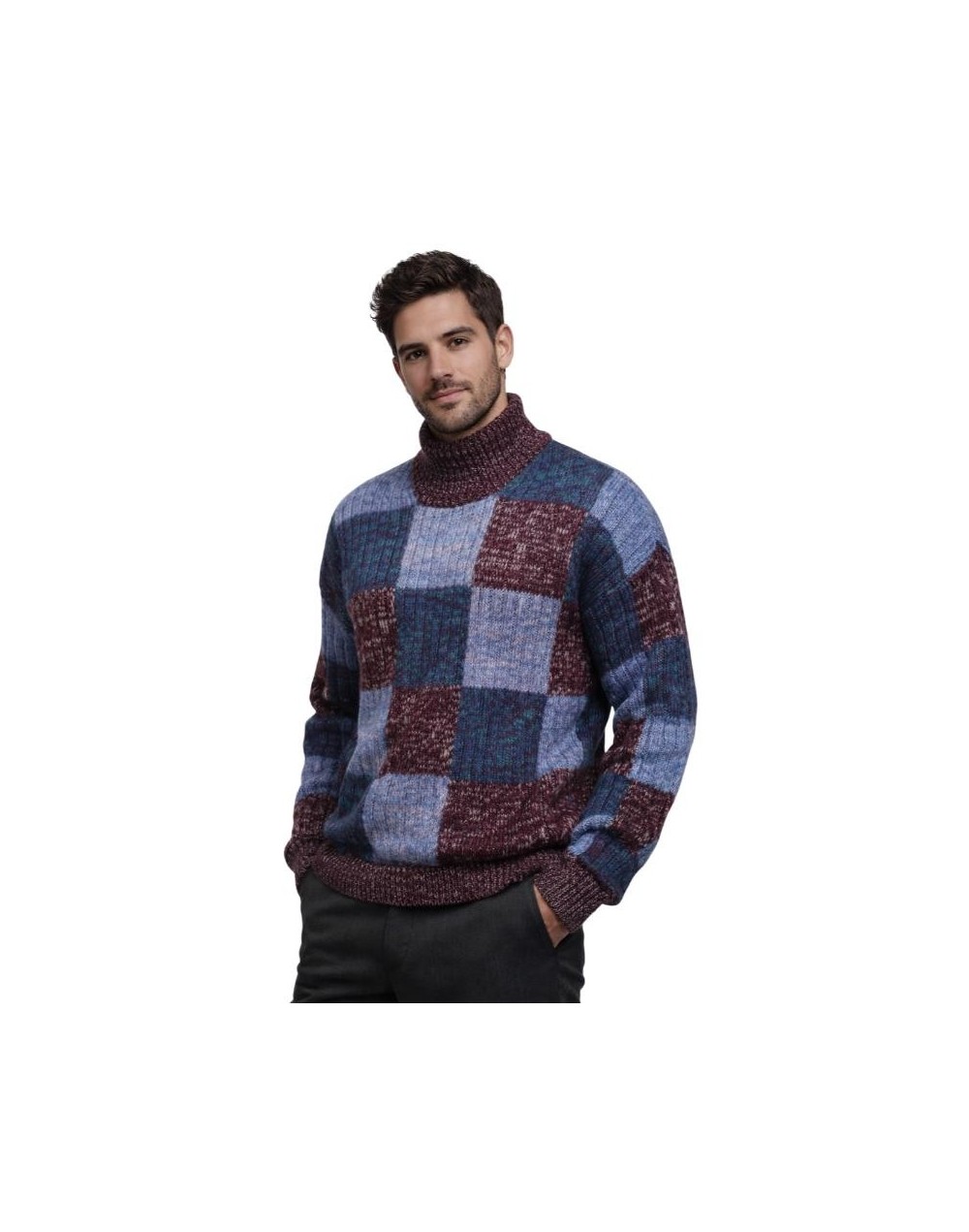 Buzo Tejido hombre Bloques de Color | Suéter Algodón Artesanal | Tejidos Alcor