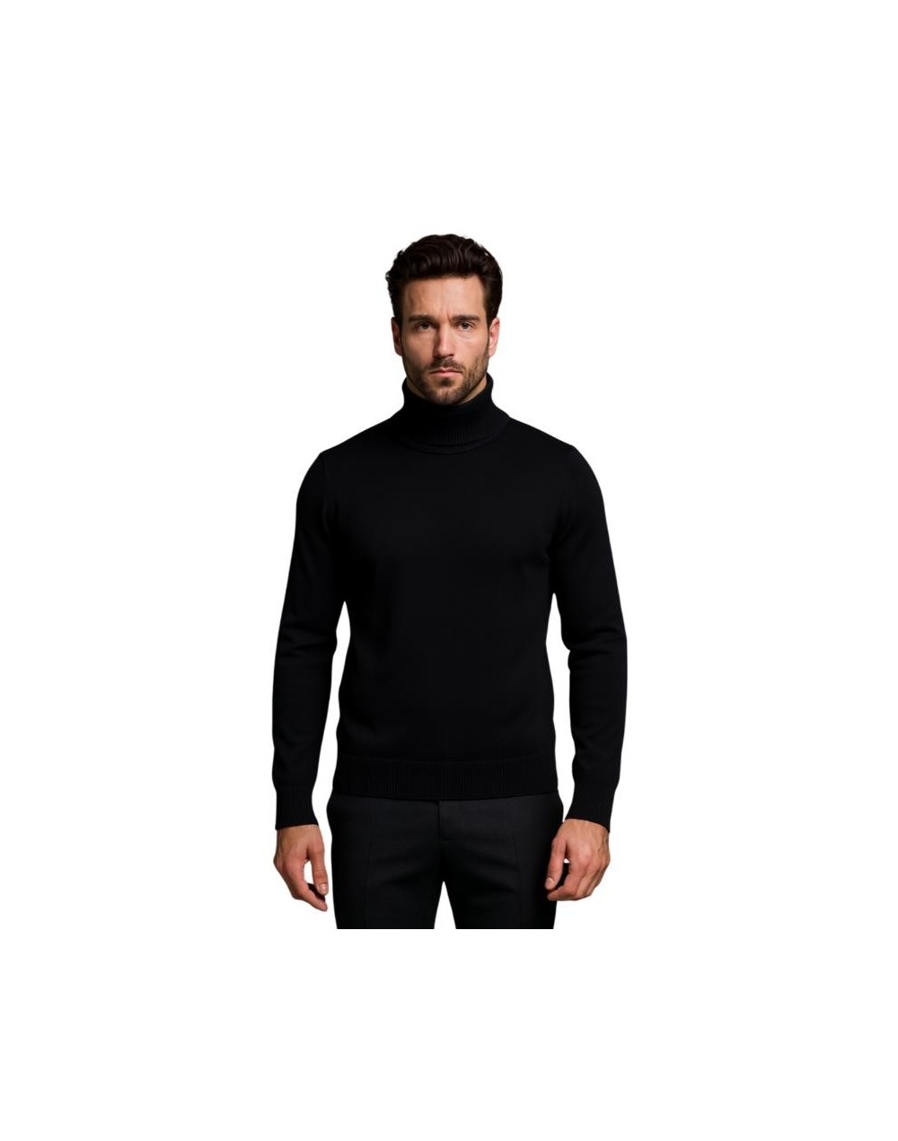 Suéter Negro Cuello Alto Hombre | Tejido en Algodón | Tejidos Alcor