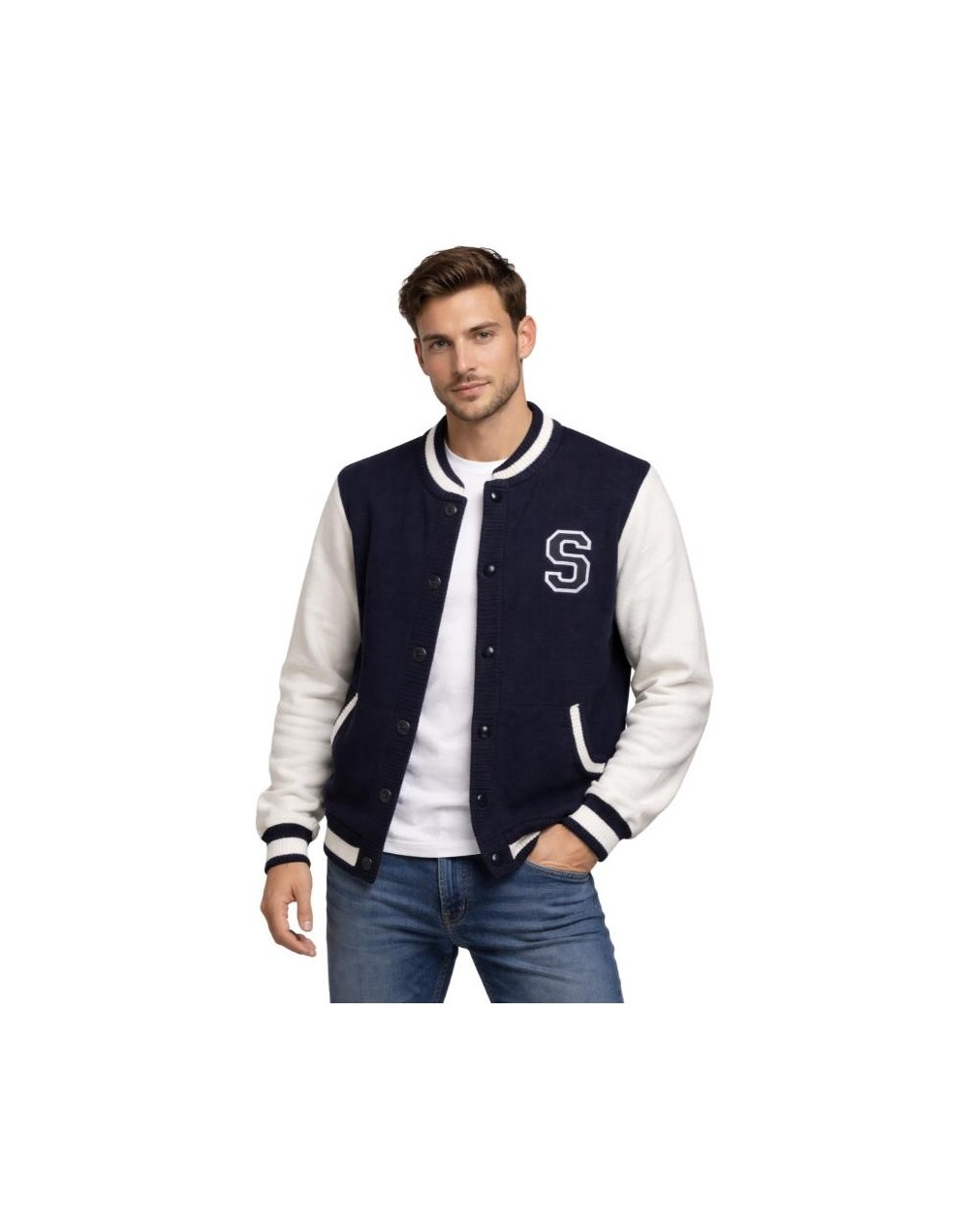 Chaqueta Universitaria Hombre | Estilo Varsity Casual | Tejidos Alcor