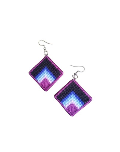 Aretes elaborados en tejido Bargello - Pájaros y naturaleza
