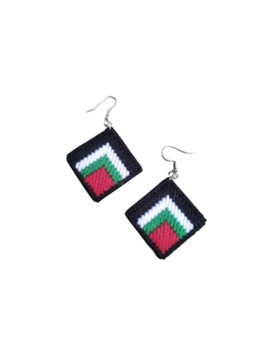 Aretes elaborados en tejido Bargello - Pájaros y naturaleza