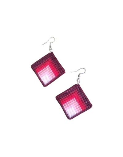 Aretes elaborados en tejido Bargello - Pájaros y naturaleza