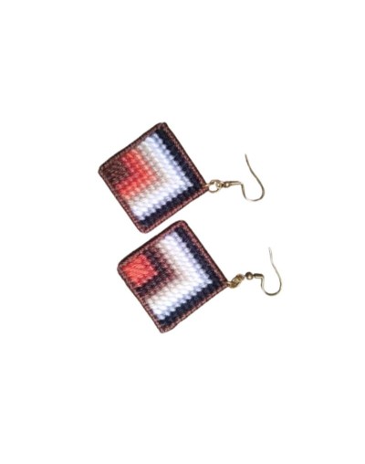 Aretes elaborados en tejido Bargello - Pájaros y naturaleza