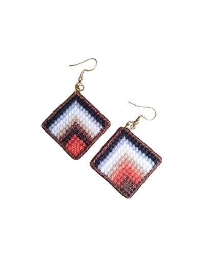 Aretes elaborados en tejido Bargello - Pájaros y naturaleza