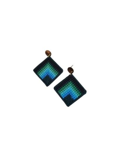 Aretes elaborados en tejido Bargello - Pájaros y naturaleza