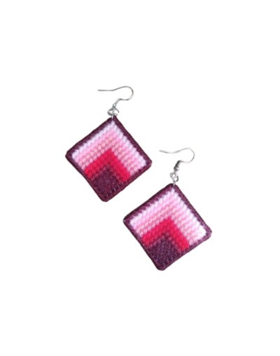 Aretes elaborados en tejido Bargello - Pájaros y naturaleza